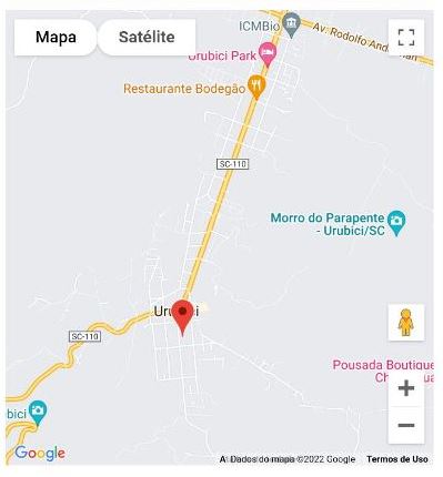 Localização do Booking indicando a pousada no centro de Urubici